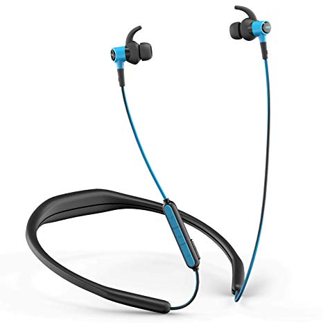 WRZ N5 Wireless Headphones Bluetooth with Microphone and Volume Control, Running Earbuds Sports Stereo Waterproof Detachable Neckband for Cellphone iOS Android Smartphone Laptop Tablet (Black Blue)
