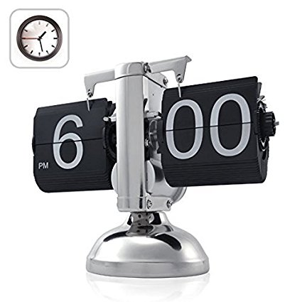 OFKP® Retro Modern Scale Auto Flip Single Metal Stand Desk Table Clock