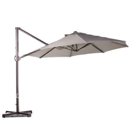 Abba Patio 11-Feet Aluminum Offset Cantilever Umbrella with Cross Base, Tan