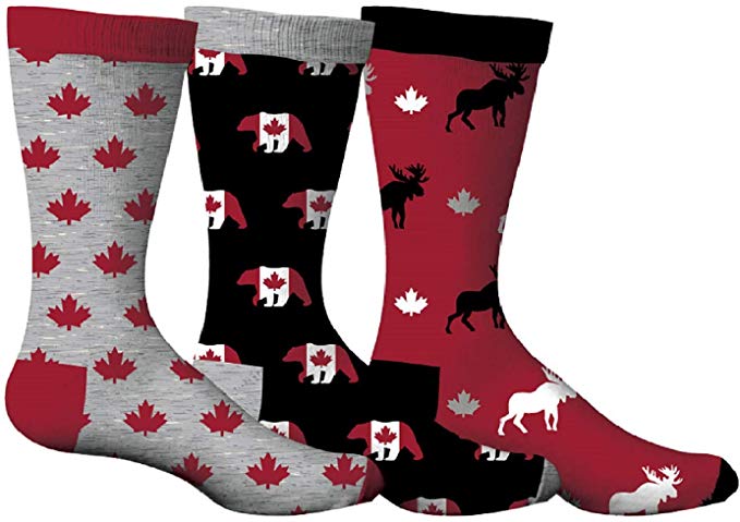 Sporticus Men's Canada Polar Bear Dress Socks 3-Pack, Multi, 7-12 Shoe