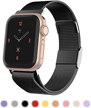 iGK Compatible with Apple Watch 38mm Band 40mm 42mm 44mm,Stainless Steel Mesh Wristbands with Adjustable Magnet Lock for iWatch Series 1/2/3/4/5