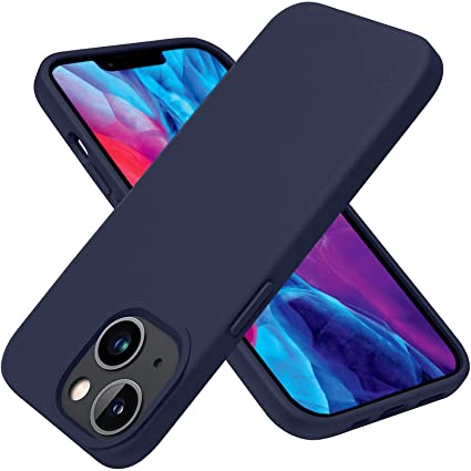 XRPow Silicone Case for iPhone 14, Compatible with iPhone 14 Liquid Silicone Gel Rubber Slim Shockproof Protective Phone Case with Soft Anti-Scratch Microfiber Lining, 6.1Inch Navy Blue