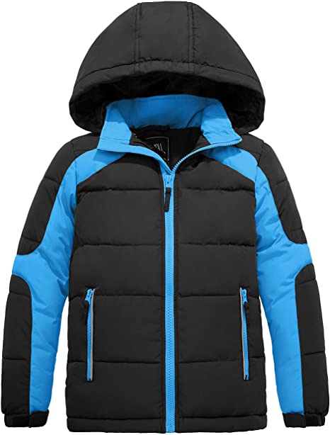 ZSHOW Boy's Thicken Winter Puffer Jacket Windproof Quilted Warm Fleece Coat with Hood