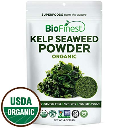 Biofinest Kelp Seaweed Powder -100% Pure Antioxidants Superfood - USDA Certified Organic Kosher Vegan Raw Non-GMO - Boost Digestion Weight Loss Detox - For Smoothie Beverage (4 oz Resealable Bag)