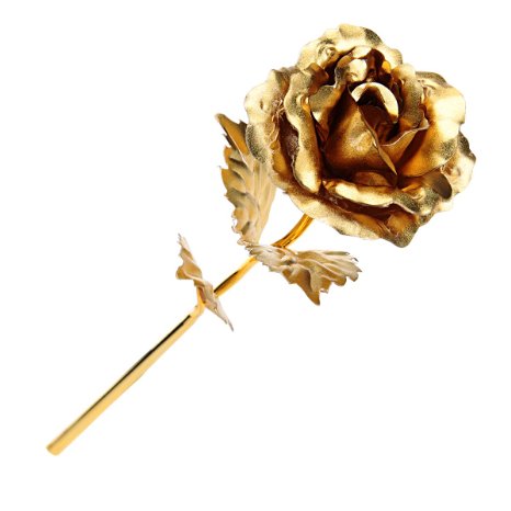 24k Gold Foil Rose with Gift Box - Great Gift Flowers for Valentine's Day (6", Handcrafted & Last Forever!)