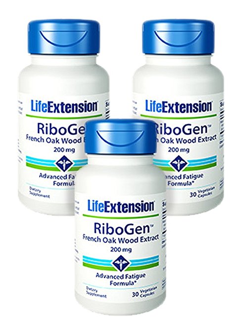 Life Extension RiboGen French Oak Wood Extract, 30 200mg Vegetarian Capsules - 3-Pak