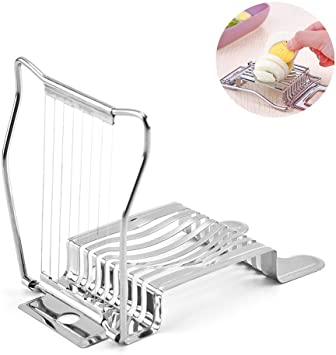 1 PCS Stainless Steel Egg Slicer with Stainless Steel Cutting Wires Multifunctional Boiled Egg Soft Food Slicer,Stainless Steel Boiled Egg Ham Slicers Cutter Salad Egg Chopper Dicer,Wire Egg Slicer