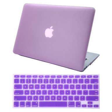 HDE Matte Hard Shell Clip Snap-on Case   Matching Keyboard Skin for MacBook Air 13" - Fits Model A1369 / A1466 (Purple)