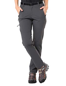 MIER Women's Quick Dry Convertible Cargo Pants Lightweight Stretchy Hiking Pants, 5 Zipper Pockets, Water-Resistant