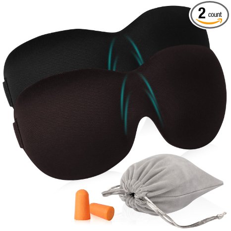 3d Sleep Mask, Carttiya Eye Mask with Adjustable Strap,Breathable Material, Lightweight Nap Mask for Travel, Shift Work, Night Blindfold, Naps and Meditation, 2 Pack