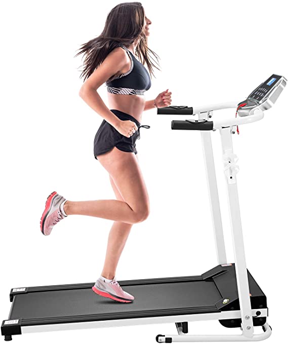 Unomor Folding Treadmill, Electric Treadmill Motorized Running Machine, 1. 5HP Household Folding Treadmill LED Display, Easy Assembly Walking Running Exercise Machine for Home Gym