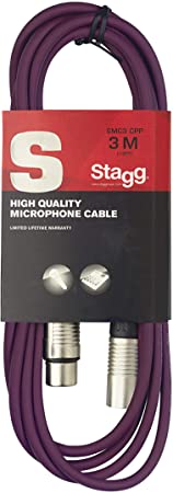 Stagg SMC3 CPP 3 m XLR to XLR Microphone Cable - Purple