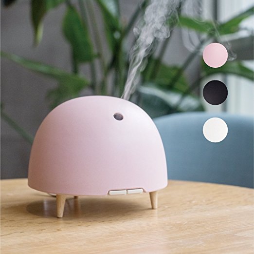 ZEIGGA LAB Essential Oil Diffuser Ultrasonic Cool Mist Humidifier,Bamboo Fiber Real Wood Aroma Diffuser 200ML,Adjustable Mist Mode, Auto Shut-off & Interval Timer Office Home Study Yoga,Pink