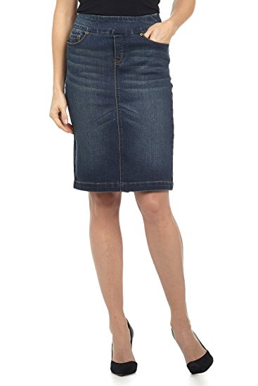 Rekucci Jeans Women's "Ease In To Comfort Fit" Pull-on Stretch Denim Skirt