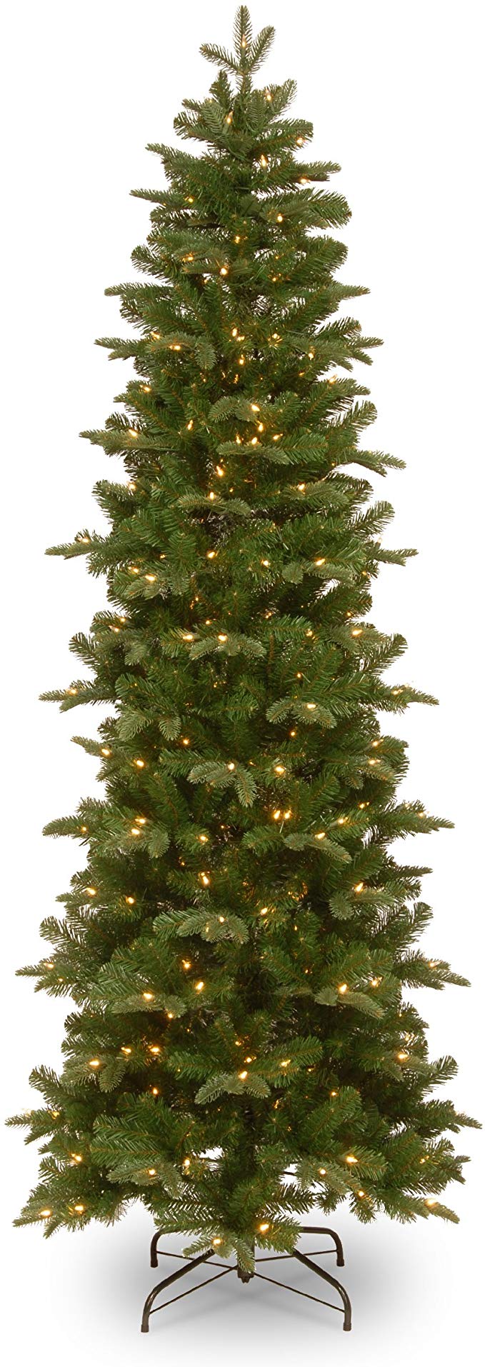 National Tree 7.5 Foot "Feel Real" Prescott Pencil Slim Tree with 350 Clear Lights, Hinged (PEPR4-307-75)