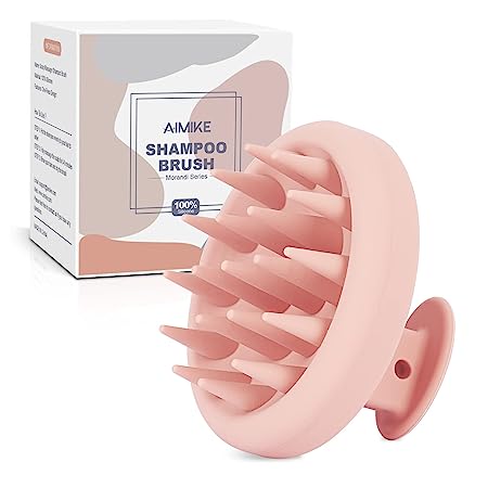 AIMIKE Scalp Massager Shampoo Brush, Soft Silicone Hair Scrubber for Washing Hair, Dandruff Removal & Scalp Scrubber Hair Growth Stimulator, Scalp Brush/Exfoliator Brush On Dry & Wet Scalp - Pink