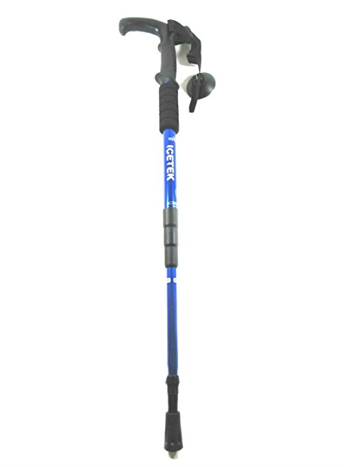 Icetek Sports Trekking Poles, Adjustable Retractable Anti-Shock Durable Aluminum Hiking Sticks for Outdoor Walking Trekking Climbing, 1 Piece