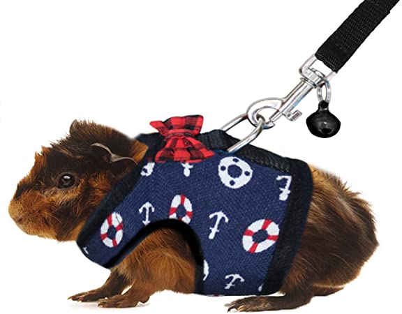 RYPET Guinea Pig Harness and Leash - Soft Mesh Small Pet Harness with Safe Bell, No Pull Comfort Padded Vest for Guinea Pigs, Ferret, Chinchilla and Similar Small Animals