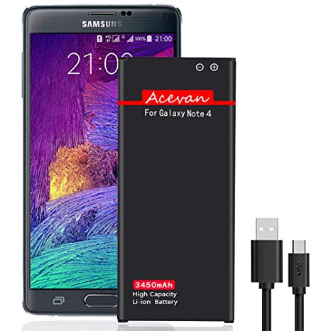Note 4 Battery Acevan 3450mAh Battery Replacement for Samsung Galaxy Note 4 N910, AT&T N910A, Verizon N910V, Sprint N910P, T-Mobile N910T, N910U LTE, N910F, Galaxy Note 4 Battery [ Upgrade ]