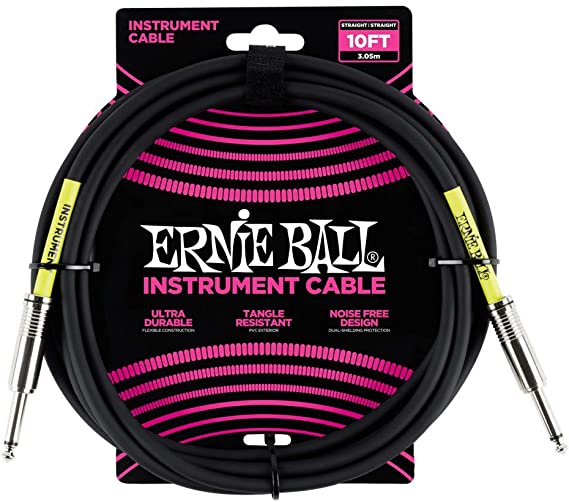 Ernie Ball 10' Straight/Straight Instrument Cable - Black