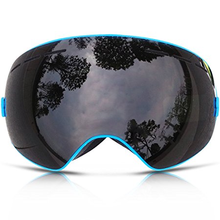 IceHacker Lagopus Snowmobile Snowboard Ski Goggles with Detachable Lens and Wide Spherical Double Lenses Anti-fog Oversize Snow Goggles for Unisex