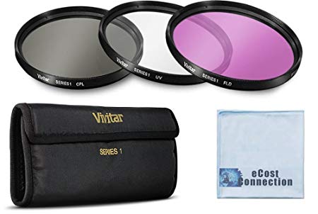 Vivitar 3 Piece UV / CPL / FLD 52mm Filter Kit for Nikon D3200, D5000, D5100, D5200, D5300, D7000, D7100, D1H, D2H, D2X, D3, D3S, D3X, D4 Cameras &More   eCost Microfiber Cloth