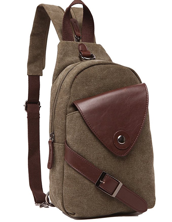 ZUOLUNDUO Mini Backpack Casual Canvas Chest Bag Sling Shoulder Bag Rucksack