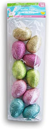 Soft Glitter Plastic Easter Eggs - 10 Count