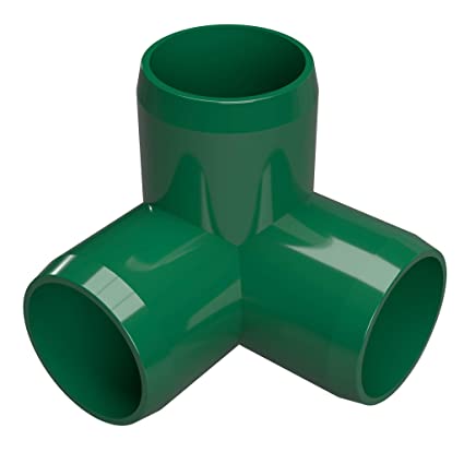 FORMUFIT F0013WE-GR-4 3-Way Elbow PVC Fitting, Furniture Grade, 1" Size, Green (Pack of 4)
