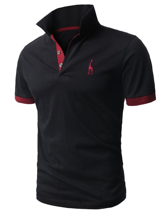 H2H Mens Casual Solid Giraffe Polo Shirts with Giraffe embroidery