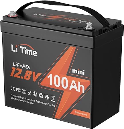 Litime 12.8V 100Ah Mini LiFePO4 Lithium Auto Battery with 100A BMS 10-Year Lifetime 4000-15000 Cycles Max. 1280W Power Solar Battery in Mini Size, Perfect for RV, Solar, Trolling Motor