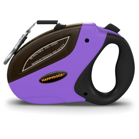 HappyDogz Retractable Dog Leash - Comfortable Ergonomic Design Gives Full Control of Your Dog Enabling Instant Retraction of the Leash as Required - One Of The Best 16 Foot Heavy Duty Dog Leads Available - Lightweight Yet Sturdy Secure and Safe