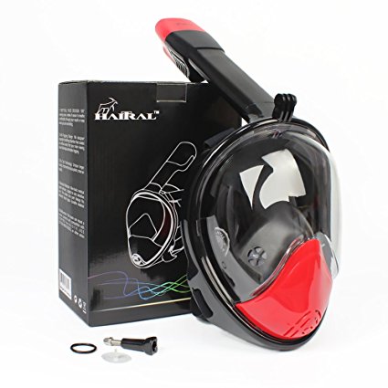 Full Face Snorkel Mask 180° Wide View Easy Breathe Gopro Compatible with Anti-fog and Anti-leak