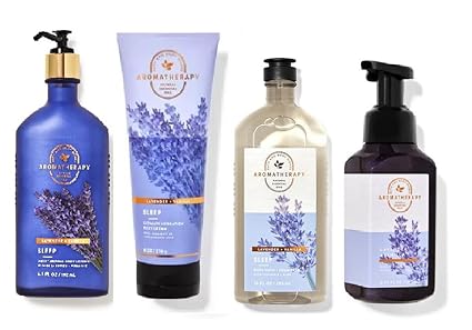 Bath & Body Works Bath and Body Works Aromatherapy LAVENDER   VANILLA Deluxe Gift Set - Body Cream - Body Lotion - Body Wash and Gentle Foaming Hand Soap - Full Size