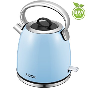 Aicok Electric Kettle, 3000W Fast Stainless Steel Tea Kettle with Anti-oxidation Layer (Never Rust), Cordless Water Boiler with Large Spout and Cool-Touch Handle, Auto Shut Off, BPA Free, 1,7L, Blue