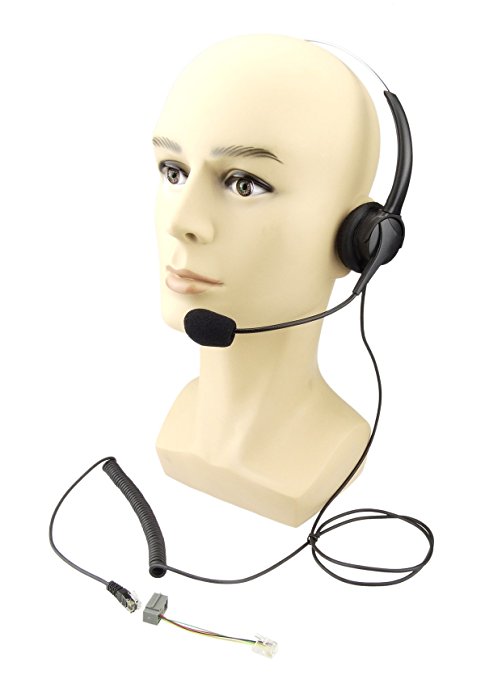Xfox 4-pin RJ9 Call Center Hands-free Headset with Monaural Mic Noice Cancelling and Extra Cushions for Universal Avaya Nortel Nt Yealink Ge Emerson Office Desktop Telephone