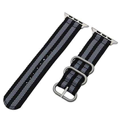 TRUMiRR Nylon Watchband for iWatch Apple Watch 42mm Series 1 & 2 Ballistic Band Nato Woven Strap   Quick Release Adapters (No More Screws)