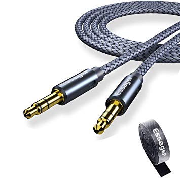Essager 3.5mm Audio Cable Male to Male Stereo Aux Headphone Cable - 6 Feet (1.8 Meters) Professional HiFi Cord,Gold-Plated,Nylon Braided,with 1m Fastening Magic Tape