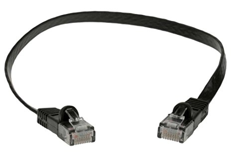 SF Cable, 1.5 ft Premium UltraFlat CAT6 550 MHZ Flat Patch Cable Black