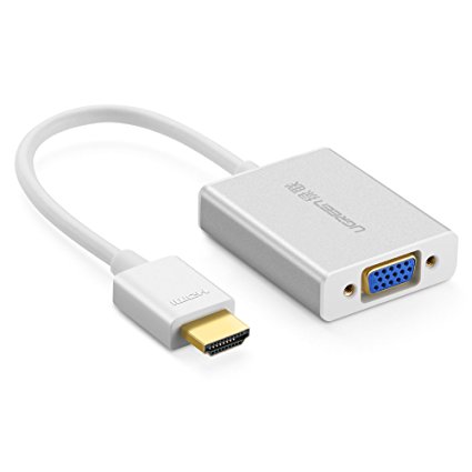 UGREEN Active HDMI to VGA Adapter Converter with Audio and Mirco USB Converter Premium Aluminum Case for Apple TV, PC, Laptop, Ultrabook,Raspberry Pi, Chromebook, Support 1920x1080 60Hz (White)