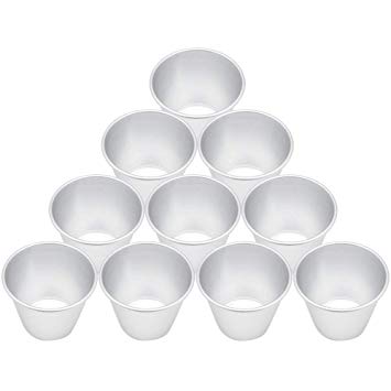 Homgaty 10 Pack Pudding Moulds, Nonstick Muffin Tin Dariole Moulds Aluminium Egg Tart Mold Cups Basins for DIY Cooking