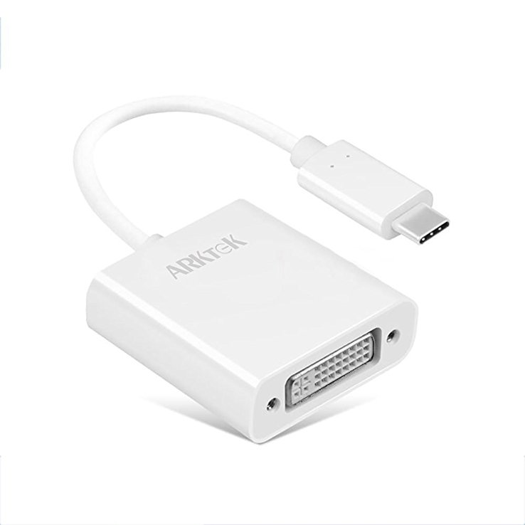 USB C to DVI Adapter, ARKTEK Type C (male) to DVI (female) Cable Converter Support 2K 1080P for Apple MacBook Series, Chromebook Pixel and more (White)