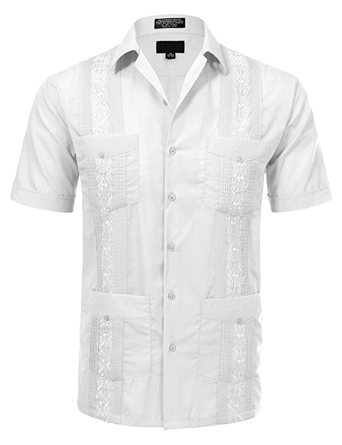 JD Apparel Men's Short Sleeve Cuban Guayabera Shirts