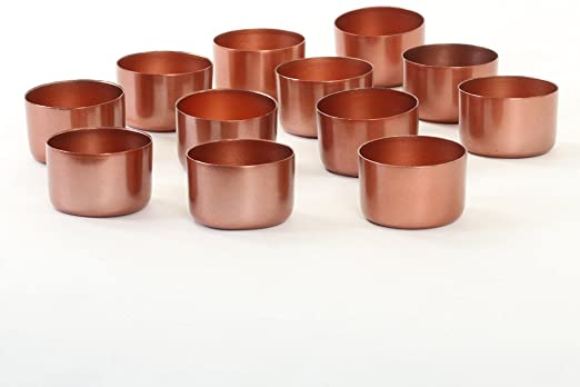 Koyal Wholesale Metal Tealight Candle Holder Cups, Metallic Tea Light Holders, Set of 12 (Shinny Copper)