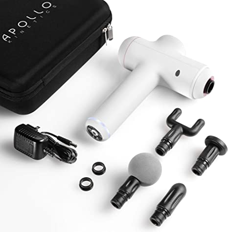 Apollo Kinetics Pulse MAX Portable Electric Deep Tissue Percussion Massage Gun with 4 Heads, Pain Relief Stiff Muscle Stimulator, Handheld Design Cordless Full Body Massager Drill, Carry Case Included