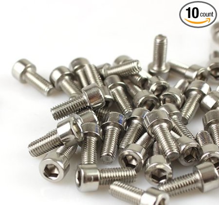 Pack of 10 Hexagon 5mm M5 Screws for MTB Mountain Bike Bicycle Cycling Bottle Cage Holder Handlebar Silver