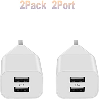 BSTOEM Fast Charger USB Plug 2Pack 2 Ports 2.1A Multi USB Charger Compatible With IPad IPhone XR/X/8/7/6/6s Plus/SE/5c Android Samsung Galaxy Note 8 Tablet Kindle More