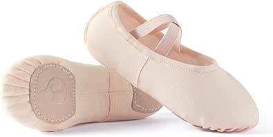 Ballet Shoes for Girls, Canvas Dance Practice Slippers No-Tie Sole Yoga Gymnastics Shoes(Toddler/Little Kid/Big Kid)