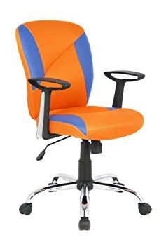 VIVA OFFICE Mid-Back Mesh Chair with Adjustable Seat Height and Tilt Tension, Orange and Blue