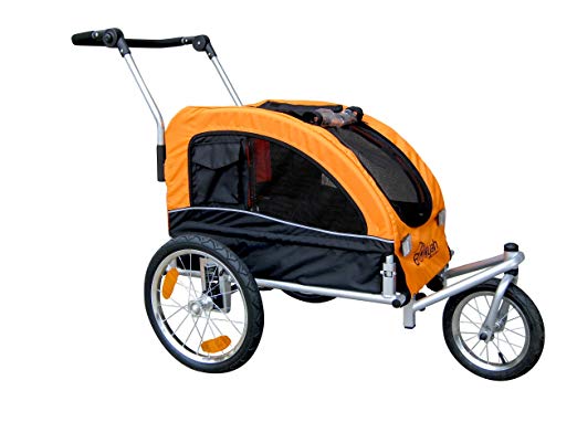 Booyah Medium Dog Stroller & Pet Bike Trailer with Suspension - Orange
